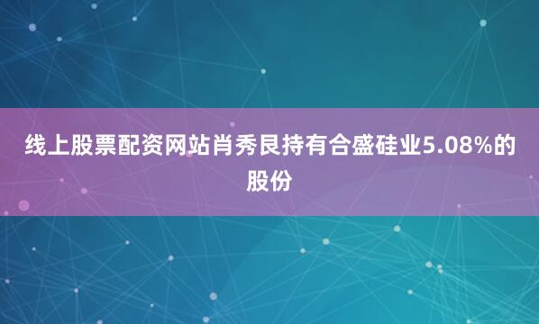 线上股票配资网站肖秀艮持有合盛硅业5.08%的股份